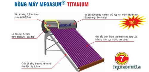 Máy nước nóng năng lượng mặt trời Megasun Titanium 180 Lít