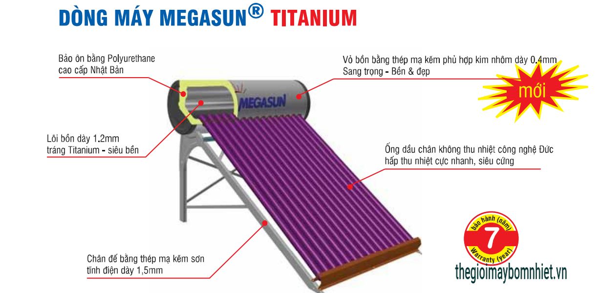 Cau Tao May Nuoc Nong Nang Luong Mat Troi Titaanium Megasun