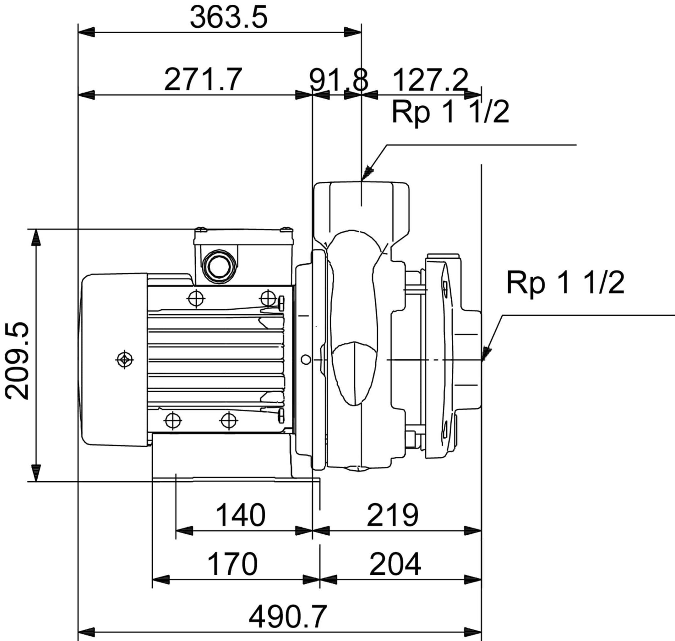 Kích thước cơ bản của máy bơm nước Grundfos CM10-3