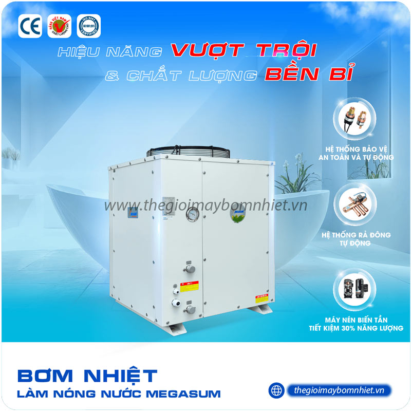 Thời gian gia nhiệt máy bơm nhiệt Heat Pump Megasun MGS-5HP-1500L