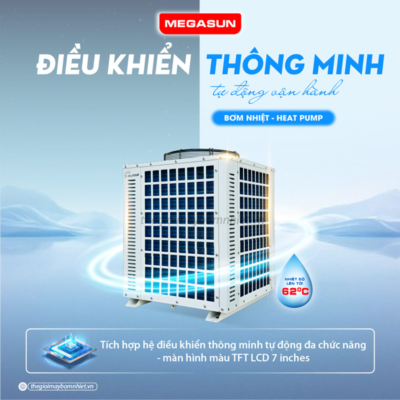 Heat Pump bơm nhiệt Megasun MGS-3HP được trang bị điều khiển thông minh, vận hành đơn giản