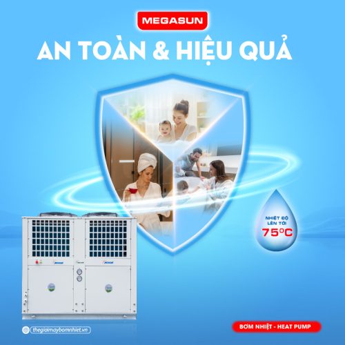 Heatpump nước nóng MGS-15HP Megasun cung cấp nước nóng sạch và án toàn