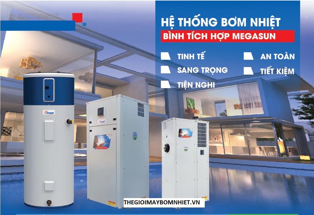máy nước nóng bơm nhiệt heat pump bình tích hợp megasun