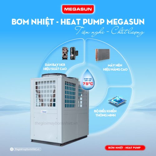 Heat pump Megasun MGS-18HP được trang bị hệ thống linh kiện cao cấp, hiệu suất cao