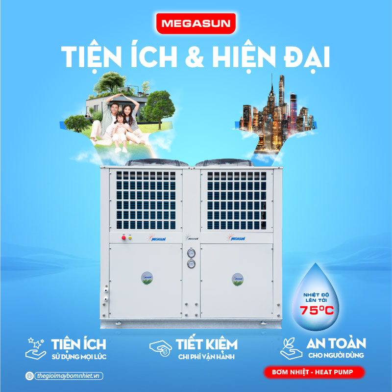 Bơm nhiệt Megasun MGS-25HP - Làm nóng nước nhanh chóng, tiết kiệm điện 