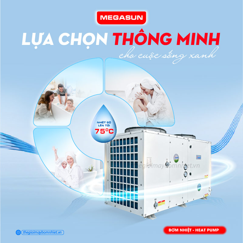 Máy nước nóng trung tâm heat pump Megasun MGS-15HP-8000L - Xu hướng của tương lai