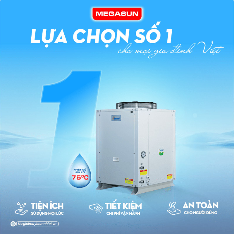 Máy nước nóng năng lượng không khí bơm nhiệt Megasun MGS-2.5HP-800L có thể hoạt động tốt trong điều kiện trời mưa, âm u