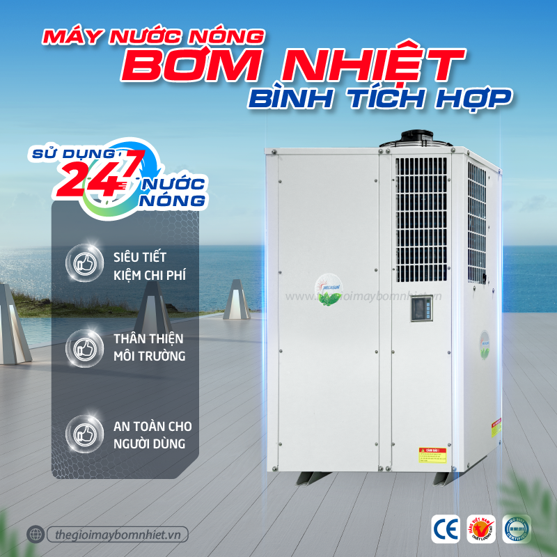 Ưu điểm tuyệt vời hệ thống bơm nhiệt bình tích hợp Megasun