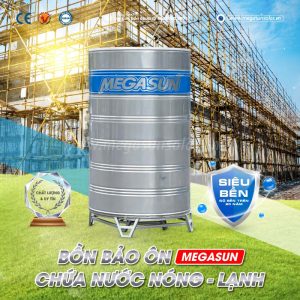 Bình đun nước nóng công nghiệp bọc bảo ôn 18000L (18m3) Megasun BBO-18000-CA-D