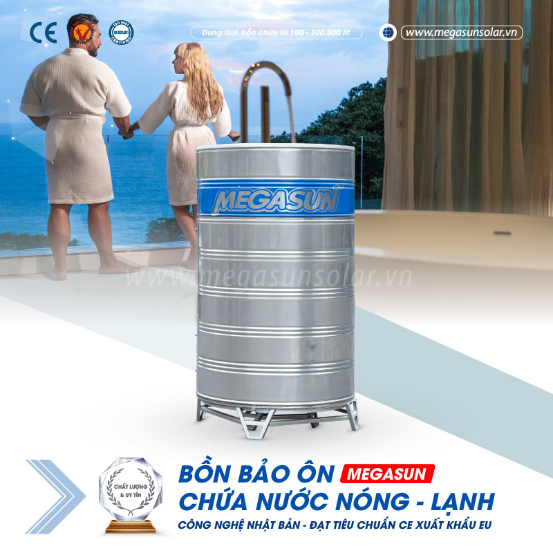 Bình giữ nước nóng inox bảo ôn 8000L (8m3) Megasun BBO-8000-KCA-D