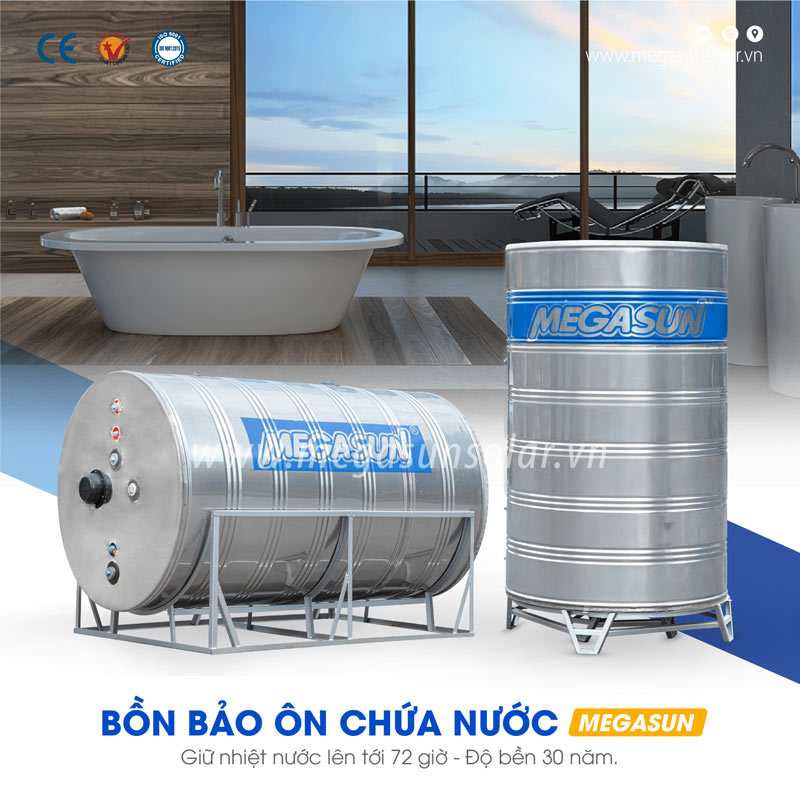 Bồn bảo ôn chịu áp thấp 10000L (10m3) Megasun BBO-10000-KCA-D