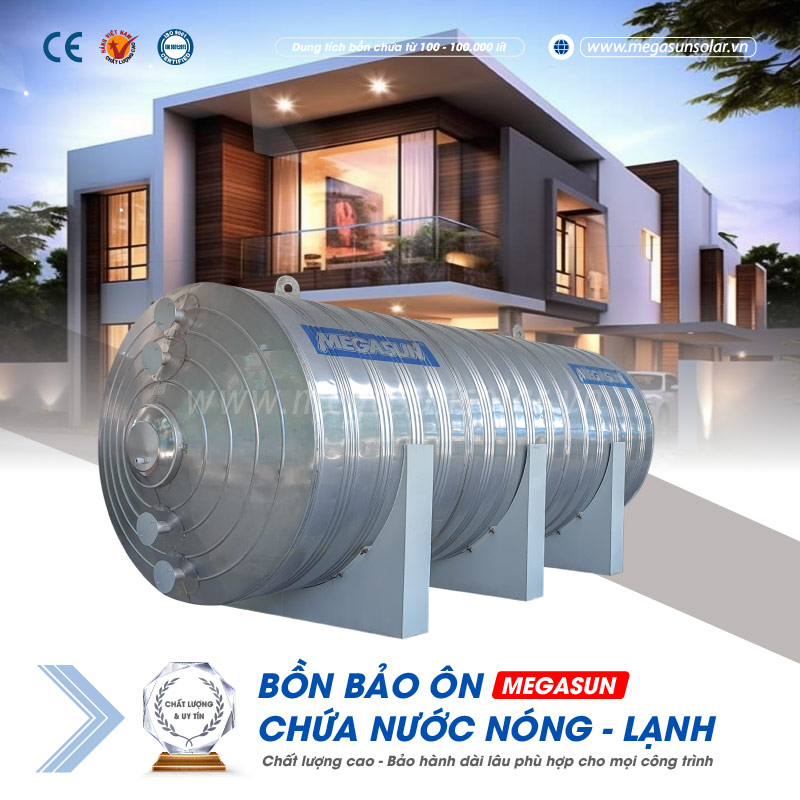 Bồn bảo ôn giữ nước nóng 25000L (25m3) Megasun BBO-25000-CA-D