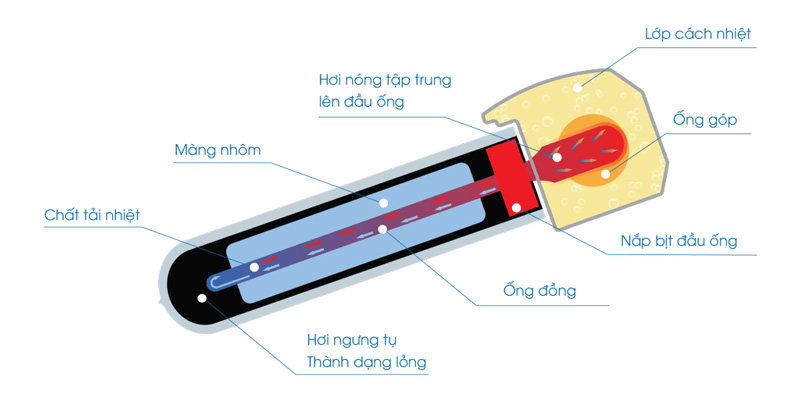 Cấu tạo tấm thu ống chân không lõi đồng Megasun
