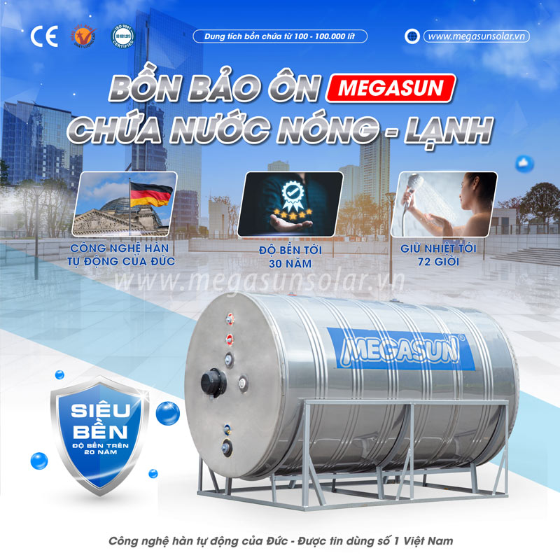 Bồn bảo ôn không chịu áp Megasun dòng OHWT