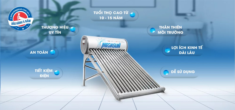 Ưu điểm máy nước nóng NLMT ống chân không Megasun KAE