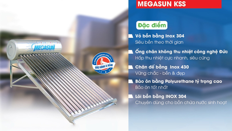Ưu điểm máy nước nóng năng lượng mặt trời Megasun KSS