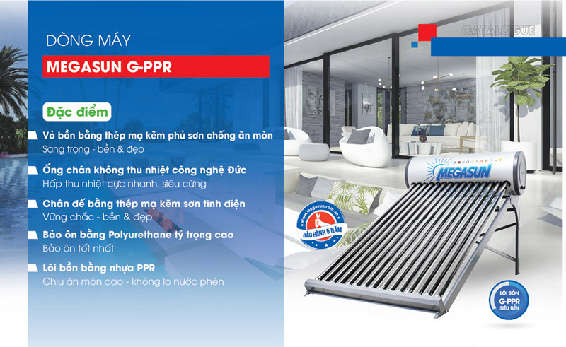 Vì sao nên chọn máy nước nóng NLMT Megasun lõi bồn nhựa PPR - Dòng G-PPR?