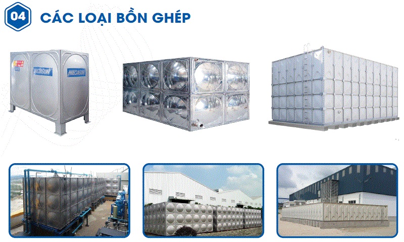 Bồn nước inox hình chữ nhật