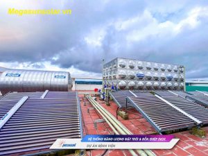 Hệ thống nước nóng năng lượng kết hợp bồn ghép inox là giải pháp lưu trữ nước nóng an toàn, vệ sinh và chịu lực tốt