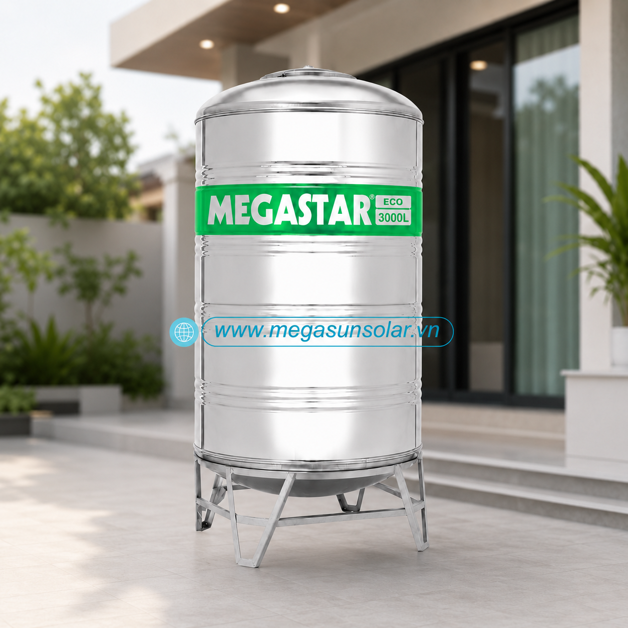 Bồn inox chứa nước Megasun Eco dung tích 3000L bồn đứng