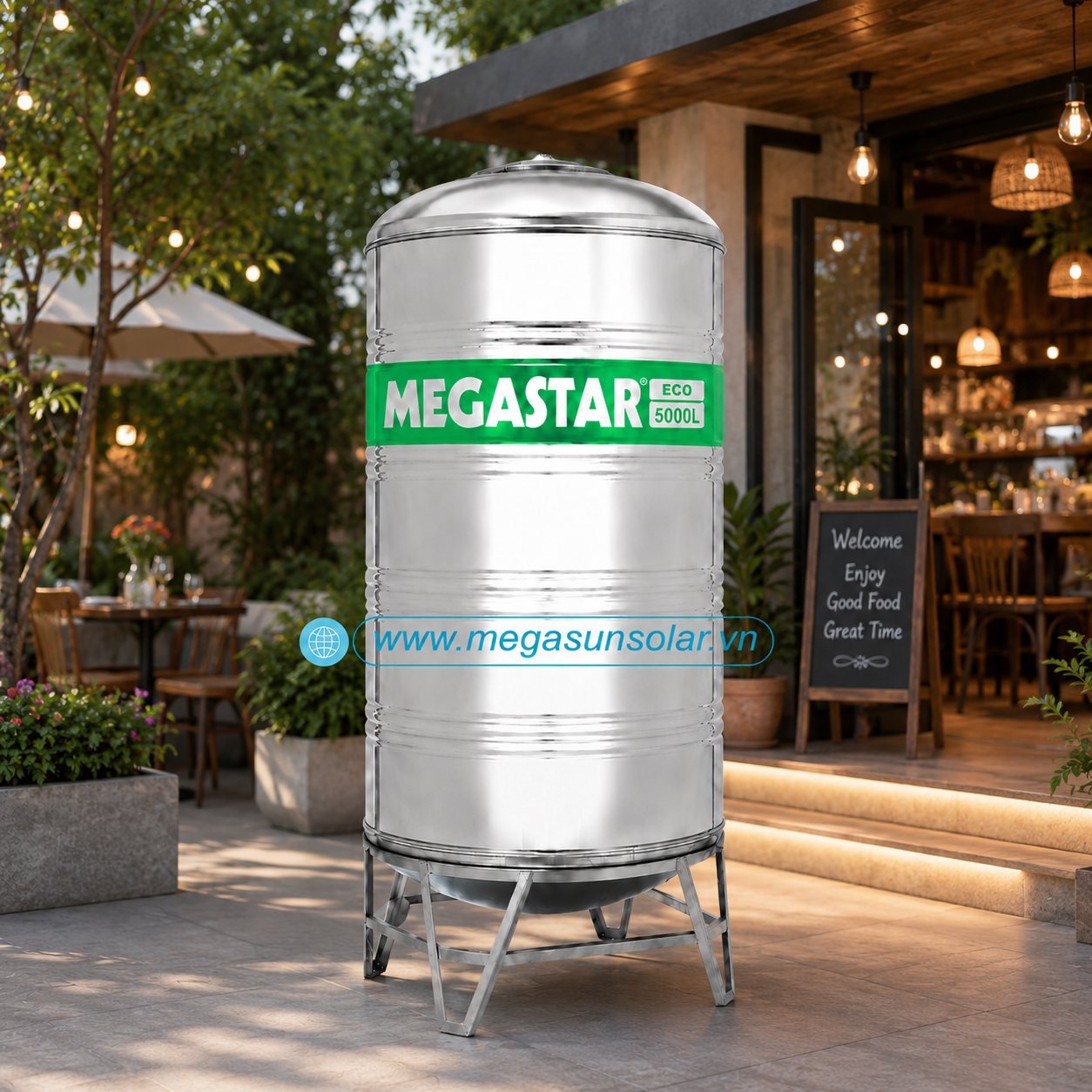 Bồn inox chứa nước sinh hoạt Megasun Megastar Eco dung tích 5000L bồn đứng
