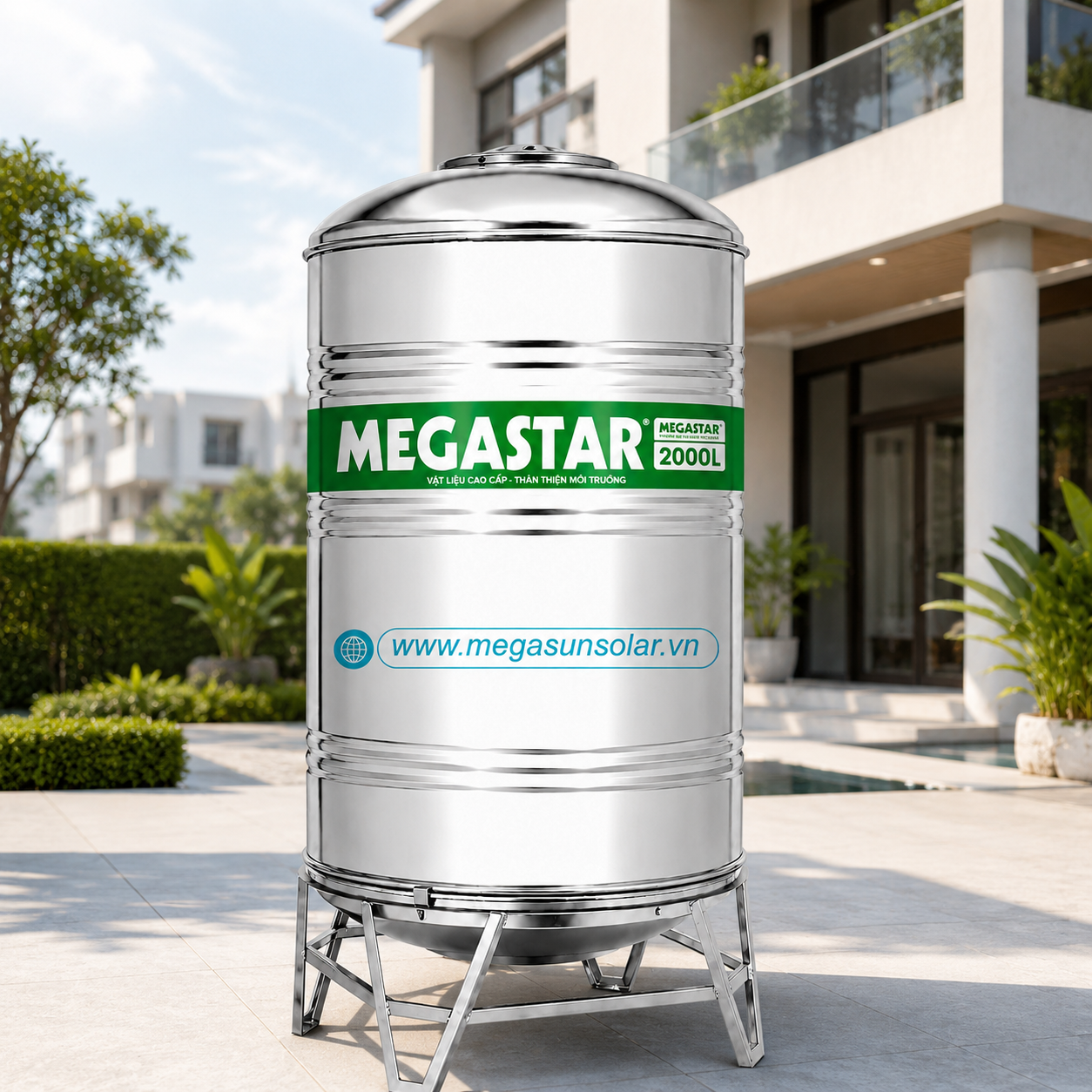 Bồn inox chứa nước 2000L Megasun Megastar Eco