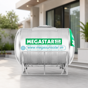 Bồn tròn inox Megasun 2500L bồn ngang