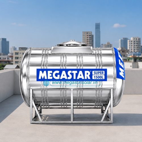 Bồn nước inox Megastar Super Megasun dung tích 1500L bồn ngang