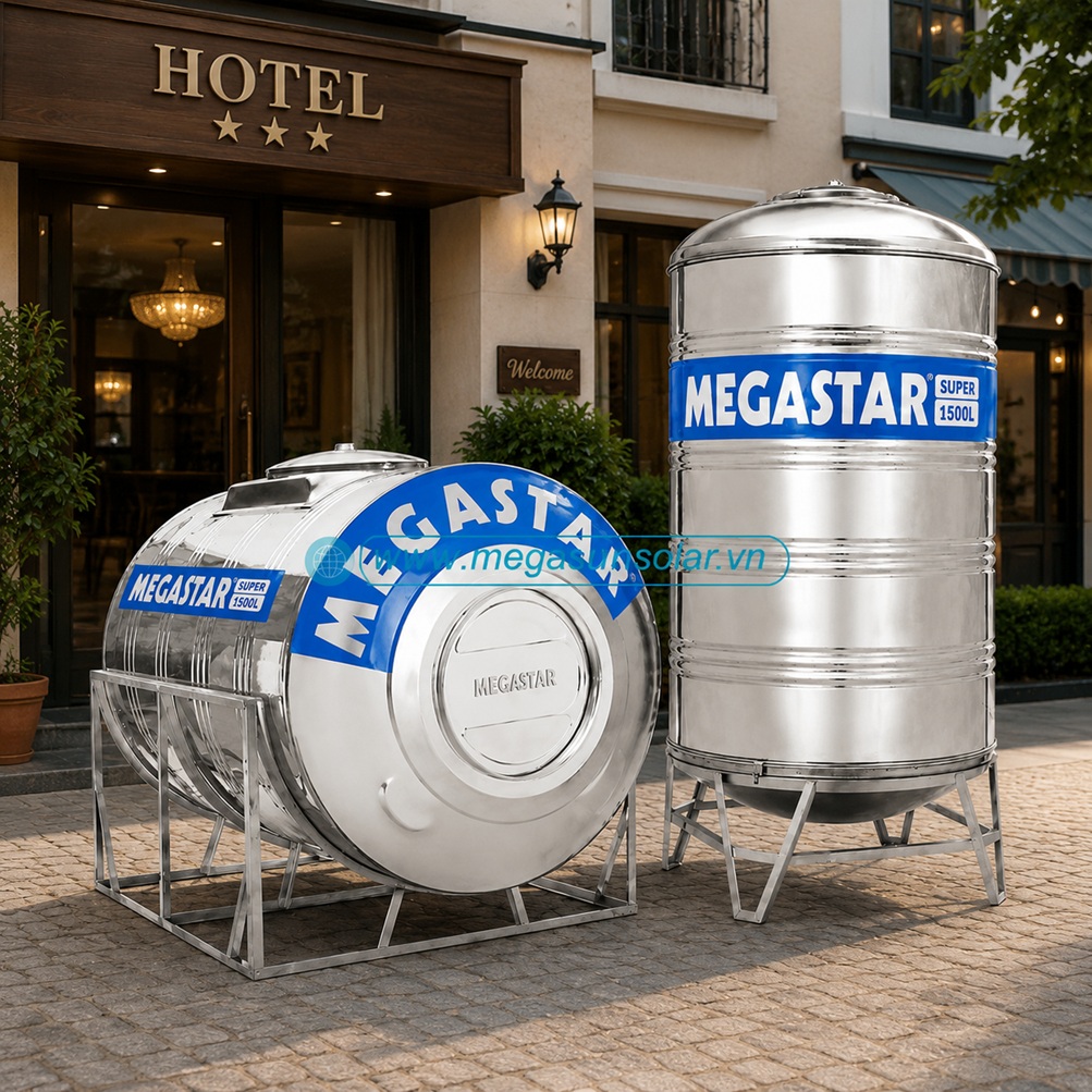 Bồn nước inox Megastar Super BLM-1̀500SD/N Megasun dung tích 1̀500L