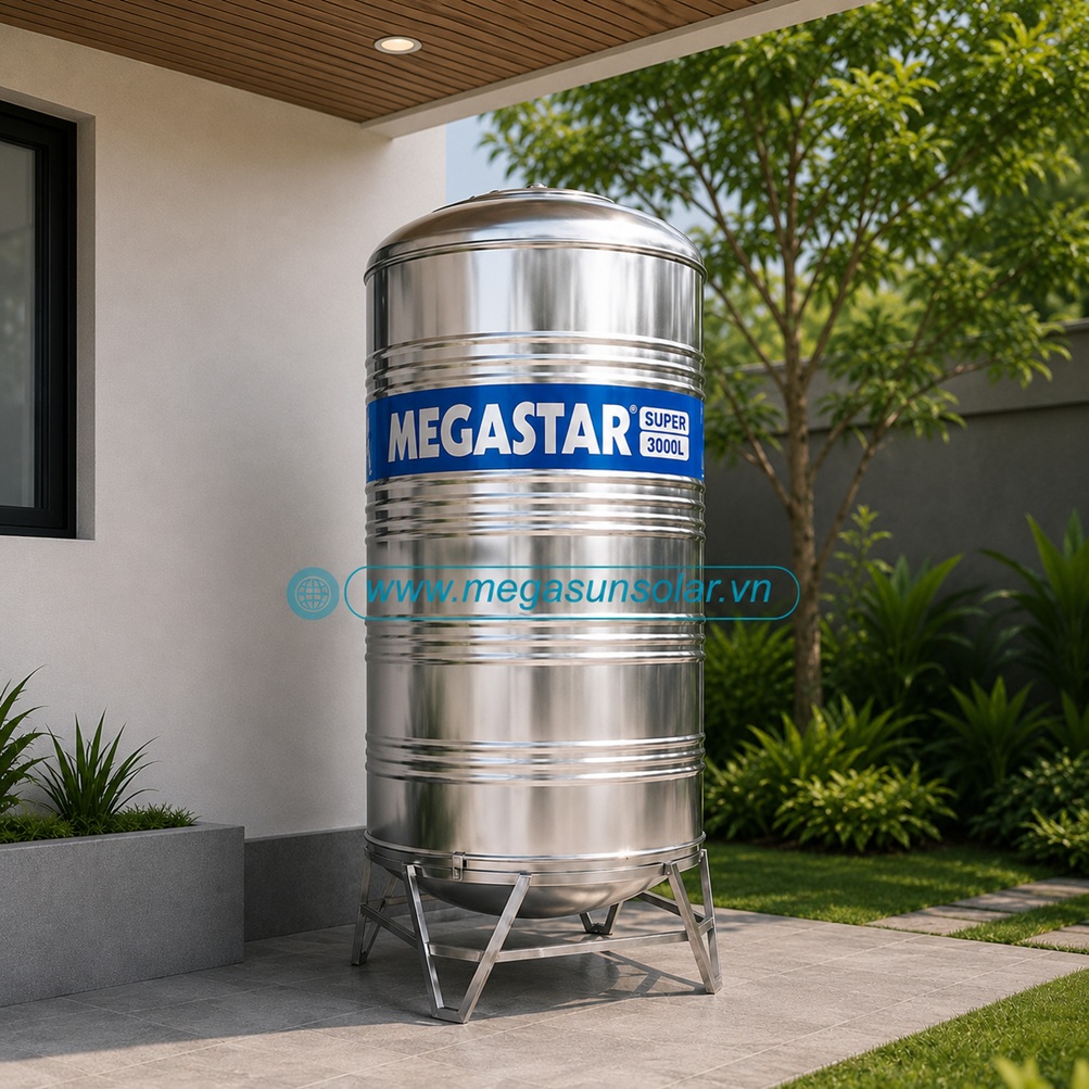 Bồn inox chứa nước Megastar 3000 lít bồn đứng