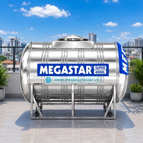 Téc nước lạnh inox Megastar Super 4000L bồn ngang