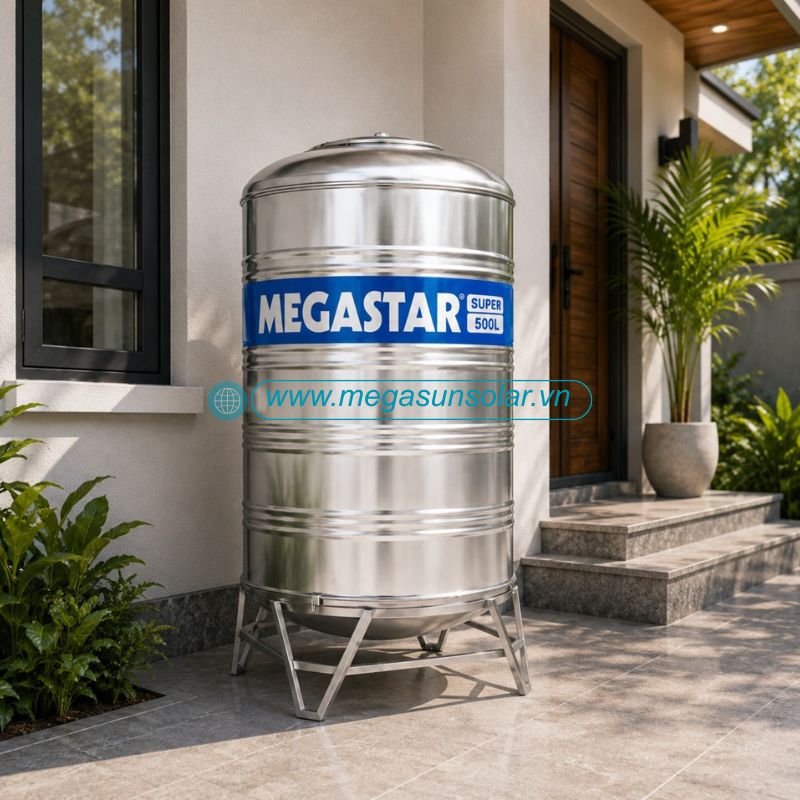 Bồn nước inox chứa nước sinh hoạt Megastar Super 500L