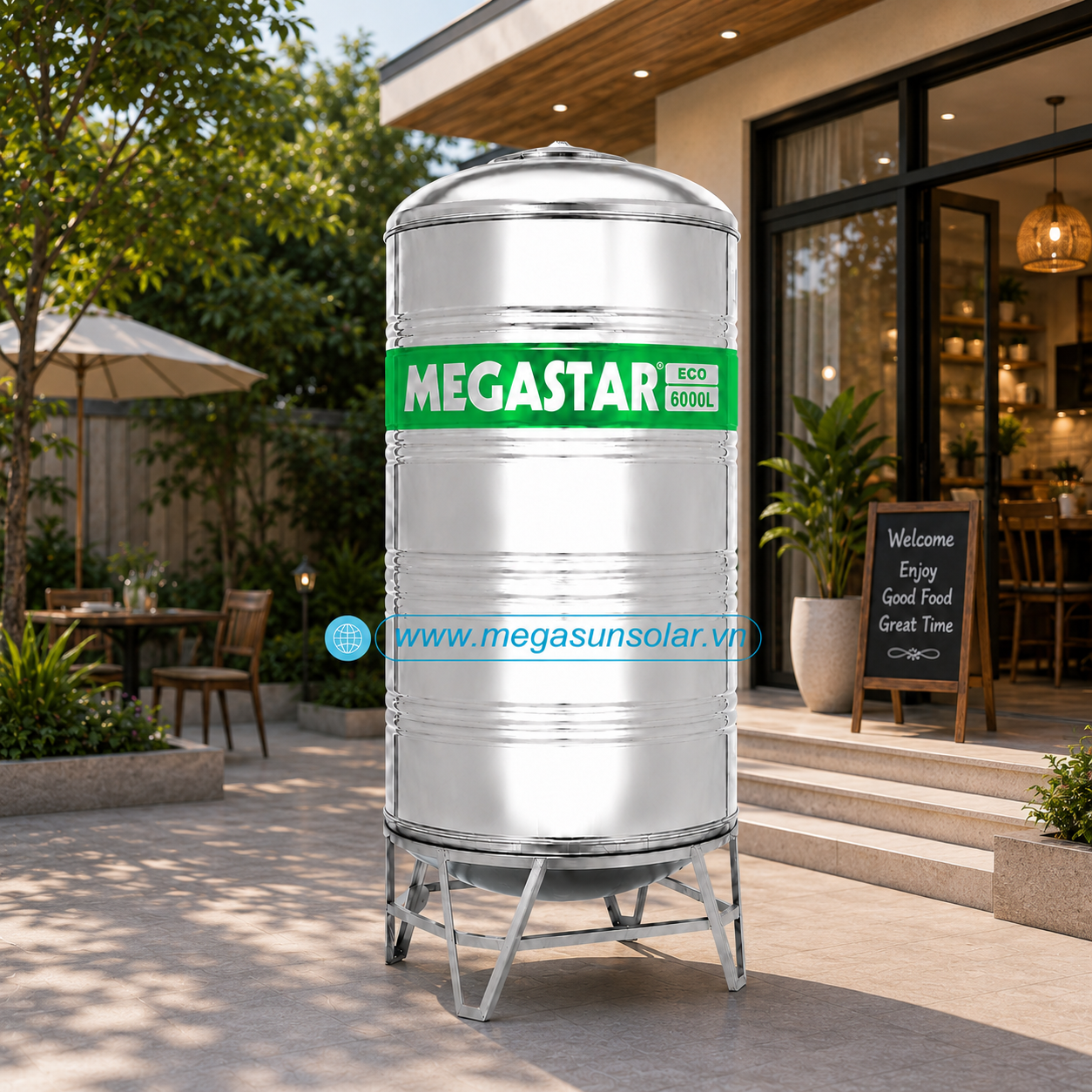 Bồn inox Megasun chứa nước Megastar Eco dung tịc 6000L bồn đứng