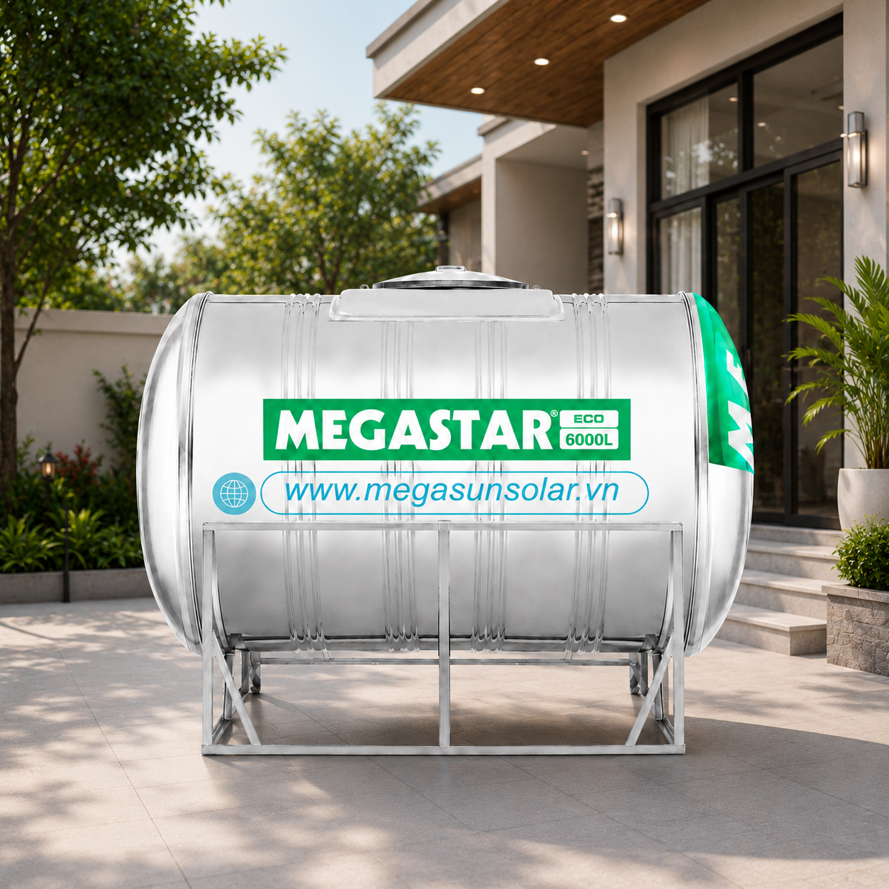 Bồn inox chứa nước sinh hoạt Megasun Megastar Eco 6000L bồn ngang