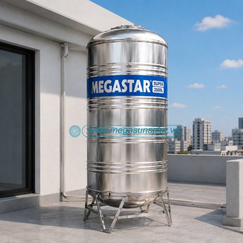 Bồn đứng inox chứa nước sinh hoạt Megastar Super 2500L