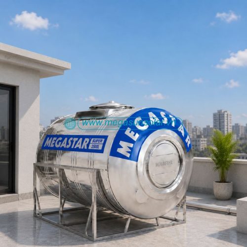 Bồn tròn inox Megastar Super 2500L Megasun bồn ngang