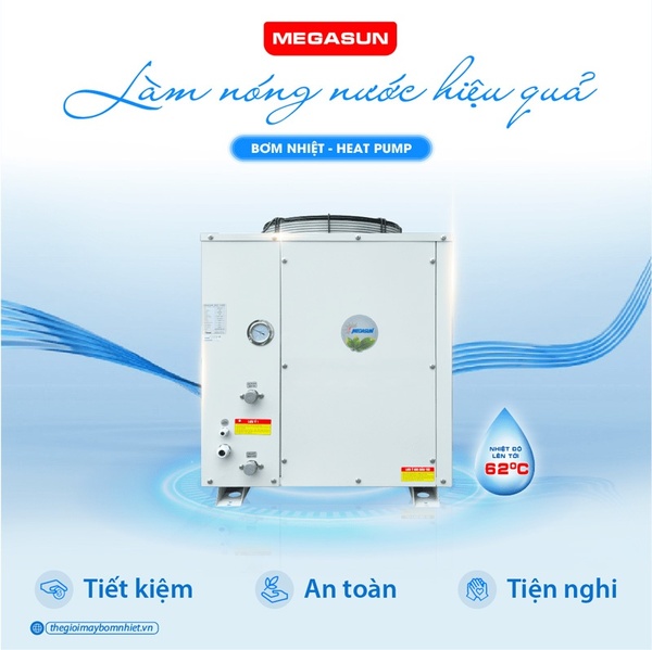 Hệ thống nước nóng trung tâm Heat Pump tích hợp bộ điều khiển thông minh tiện lợi