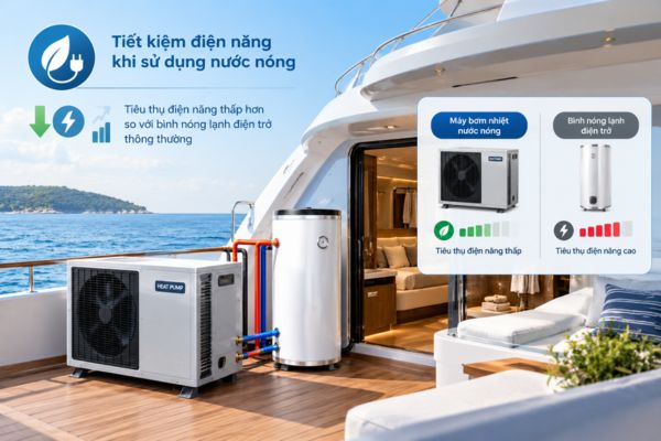 Máy bơm nhiệt nước nóng giúp tiết kiệm điện năng khi sử dụng